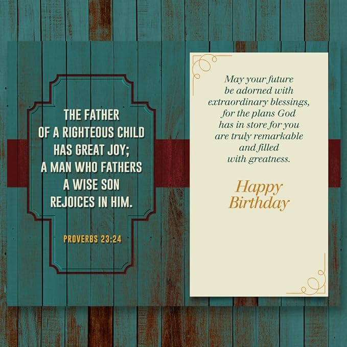 Prime Greetings Religious Birthday Card For Son, Made in America, Eco-Friendly, Thick Card Stock with Premium Envelope 5in x 7.75in, Packaged in Protective Mailer