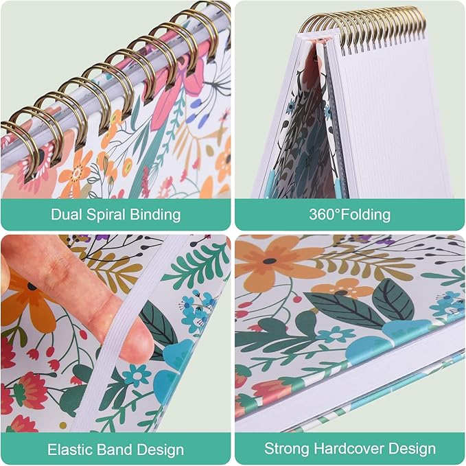 Spiral Notebook, B5 Lined Journal for women, Hardcover Spiral Journal with 2 Pockets, College Ruled Large Notebooks 7.48" x 10", 160 Pages Notebook for Office, School Supplies, Gifts