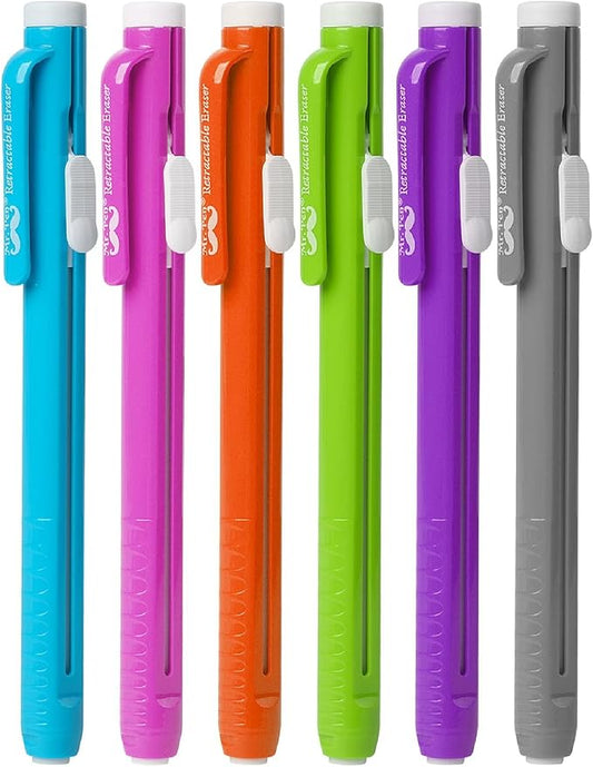 Mr. Pen- Retractable Mechanical Pencil Eraser, Pack of 6, Vibrant Colors, Artist & Pen Eraser
