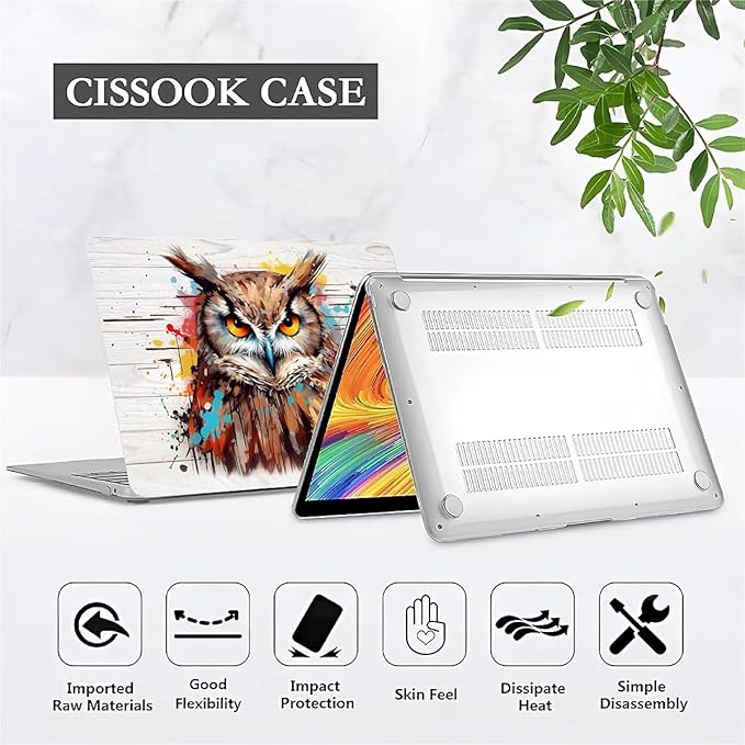 Compatible with 13.3 Inch MacBook Air A1466/A1369, Funny Colorful Owl Hard Plastic Shell Cover Case