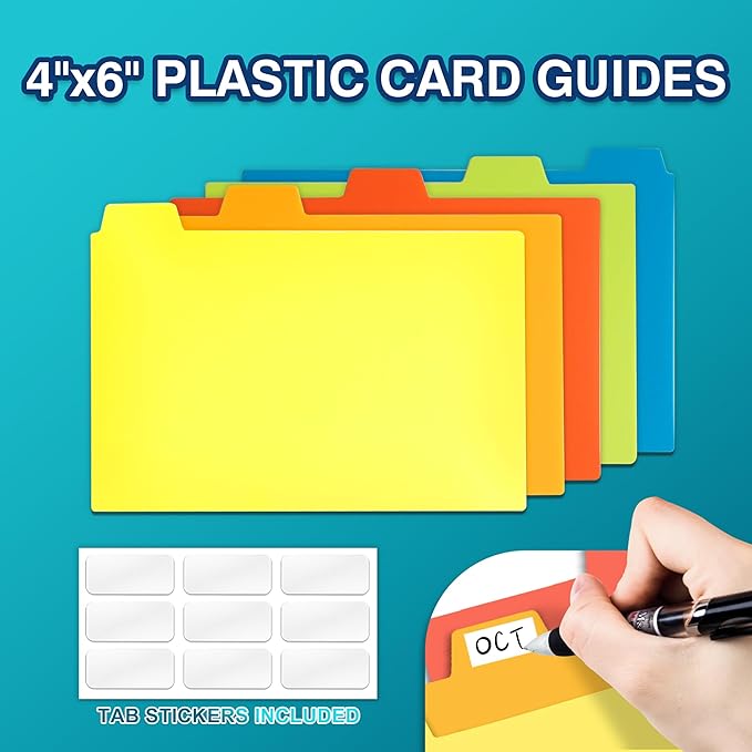 H4D 4x6 Index Card Case with 100 Heavyweight Ruled Index Cards and Dividers, Red