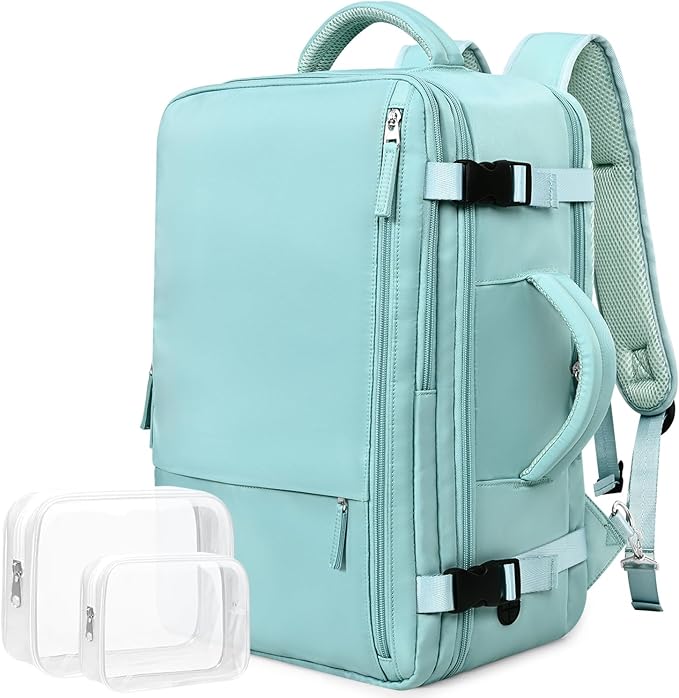 Travel Backpack for Men Women, TSA Friendly Carry-on Backpack Luggage Airline Approved, Personal Item Backpack Bag, Backpack for Traveling, Blue-Green