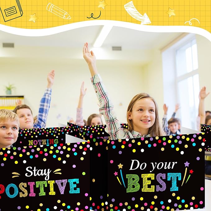 Honoson 24 Pcs Bulk Inspirational Privacy Folders for Students Cardboard Test Privacy Boards Motivational Words Desk Dividers Shield for Classroom School Study Supplies, 6 Styles(Motivational)