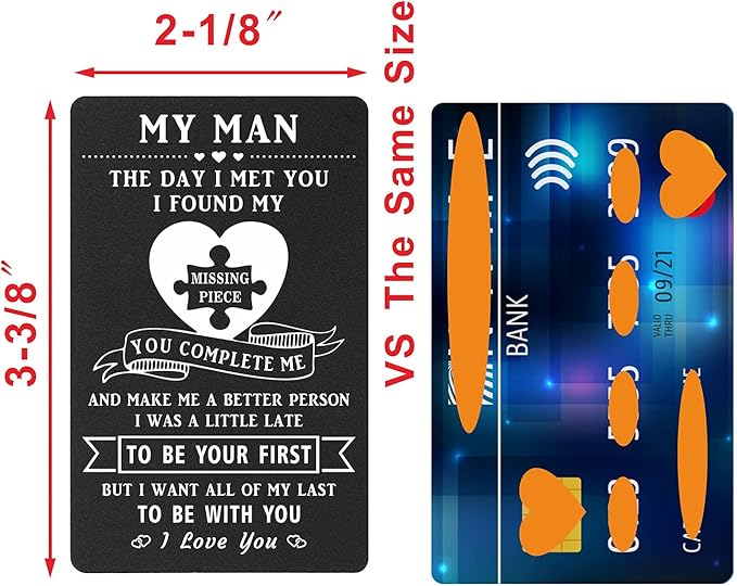 TANWIH To My Man Wallet Insert Card, Unique Anniversary Valentines Cards Gift for Boyfriend, I Love You Gifts for Men, Birthday Fathers Day Presents