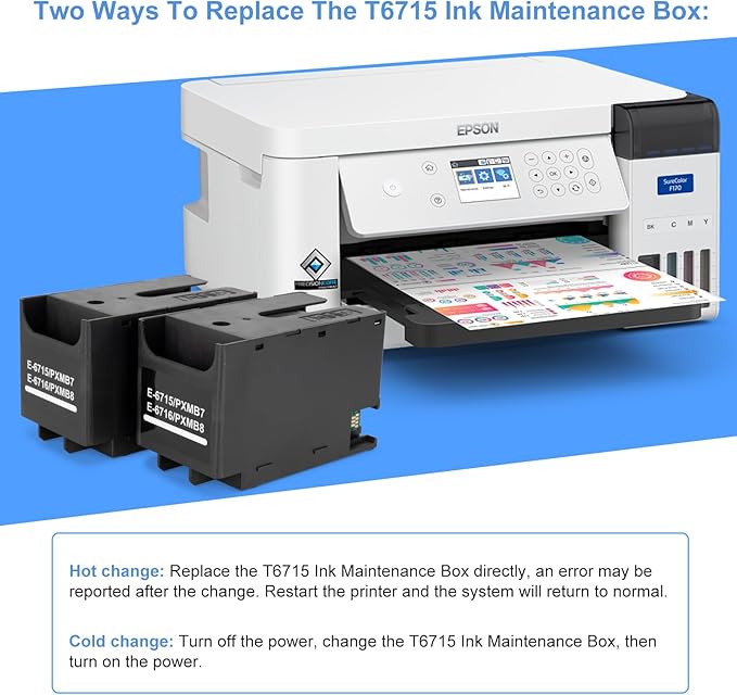 T6715 T6176 Ink Maintenance Box for Workforce Pro WF-4833 WF-4740 WF 4730 WF-4734 WF-4830 WF-4720 WF-4820 WF-3820 EC-4020 EC-4030 EC-4040 WF-C5790 WF-C5210 WF-C5290 Printers T671500/T671600 (2-Packs)