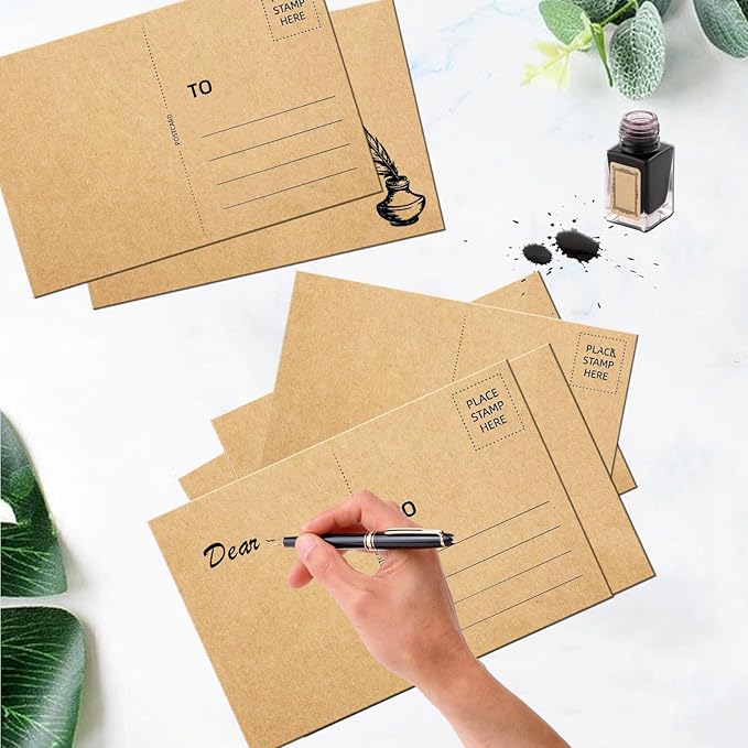 50 Pack Blank Postcard for Mailing, 4x6 Thick 14pt Mailable Post Cards Set for DIY Greeting Cards Thank You Card and More (Kraft)
