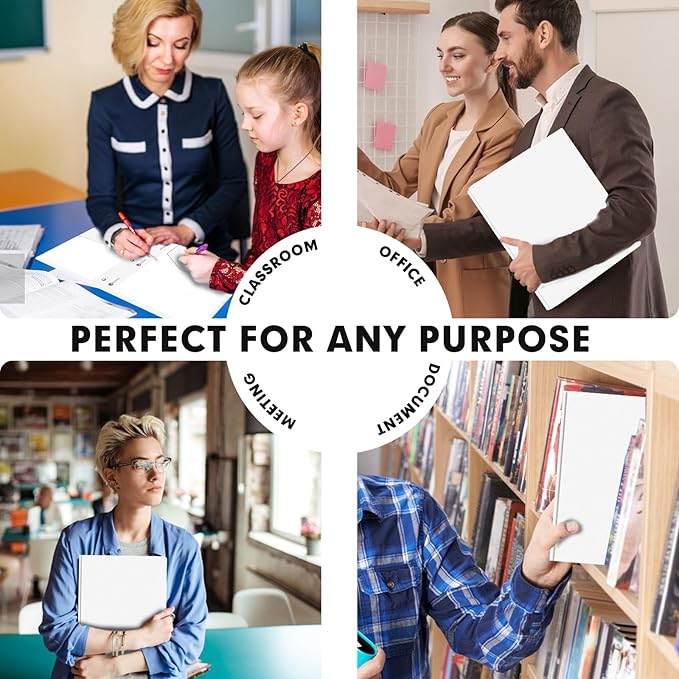 Plastic 2 Pocket Folders with Prongs, 30 Pack, Heavyweight, Letter Size Poly Folders with 3 Metal Prongs Fastener Clips (White)