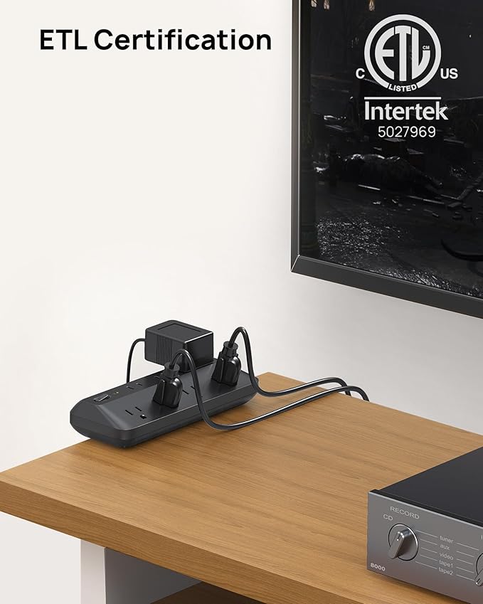 TROND Desk Clamp Power Strip - 1700J Surge Protector with 7 Outlets, Desktop Edge Mount Extension Cord, Fit 1.97" Tabletop, 6FT Flat Plug for Teacher Must Haves, Office, ETL List, Black