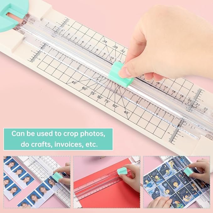 Paper Cutter,4-in-1 Paper Trimmer,Photo Cutter,Multi-Function Scrapbooking Tool with Dial Blades of Straight,Wave,Perforated,Creasing for Cutting Paper,Coupons,Postcards,Card