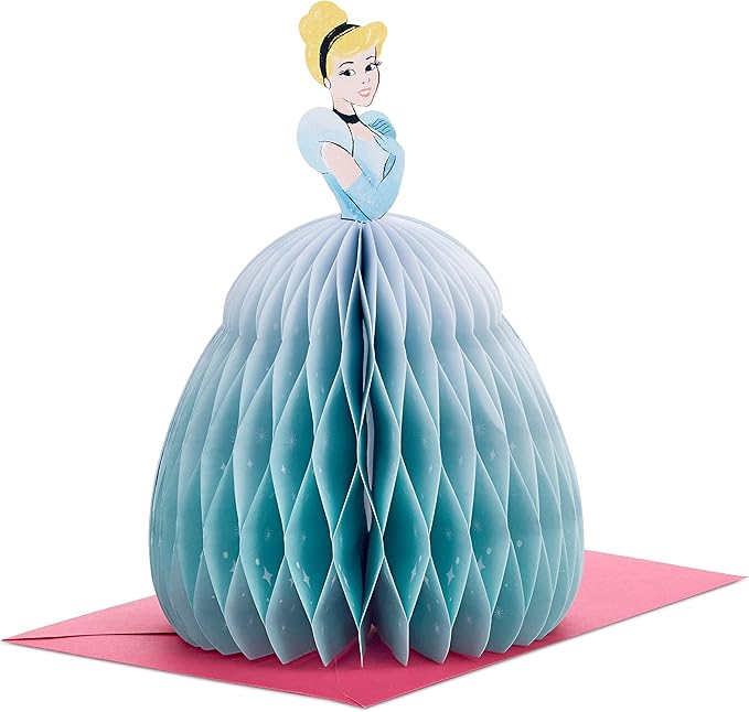 Hallmark Paper Wonder Disney Princess Pop Up Birthday Card (Honeycomb Cinderella) for Birthdays, Encouragement, All Occasions