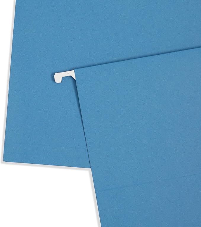 25 Blue Summit Supplies Legal Size Hanging File Folders - Durable 11pt Paper, Blue Hanging Folders with Tabs and Inserts, Fits Legal Size Filing Cabinets, 25 Pack