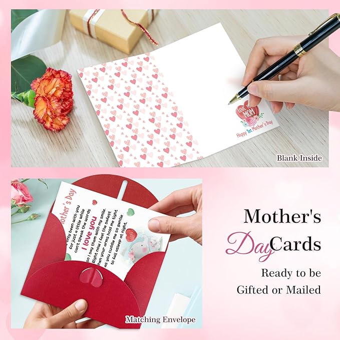 FaCraft Happy First Mothers Day Card - for New Mom First Time Mom from Bump Baby Boy Girl, Happy 1st Mothers Day Gift Card with Envelope