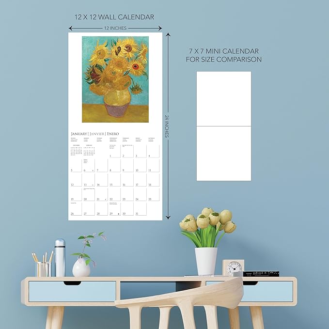 Graphique 2025 van Gogh Wall Calendar | 12” x 12” | Thick Paper | Home & Office Organizer | Large Monthly Grid | 3 Languages & Marked Holidays | 4 Month Preview Page for 2026