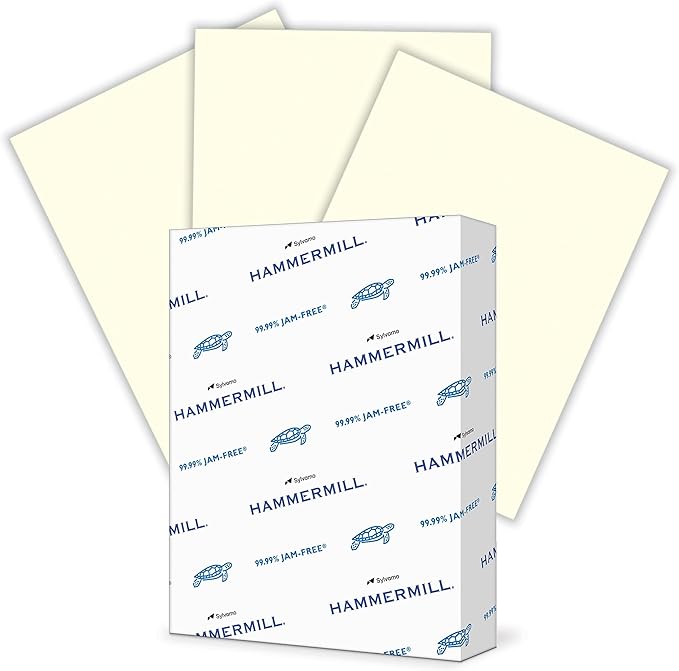 Hammermill Colored Paper, 24 lb Cream Printer Paper, 8.5 x 11-1 Ream (500 Sheets) - Made in the USA, Pastel Paper, 168060R