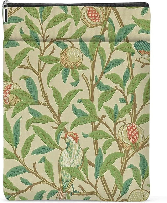 Bird Pomegranate Book Sleeve Book Cover Classic Book Protector with Zipper Christmas Birthday Book Club Gifts Book Accessories for Women Bestie Friends Librarian Girls Bookish Book Lovers Gifts