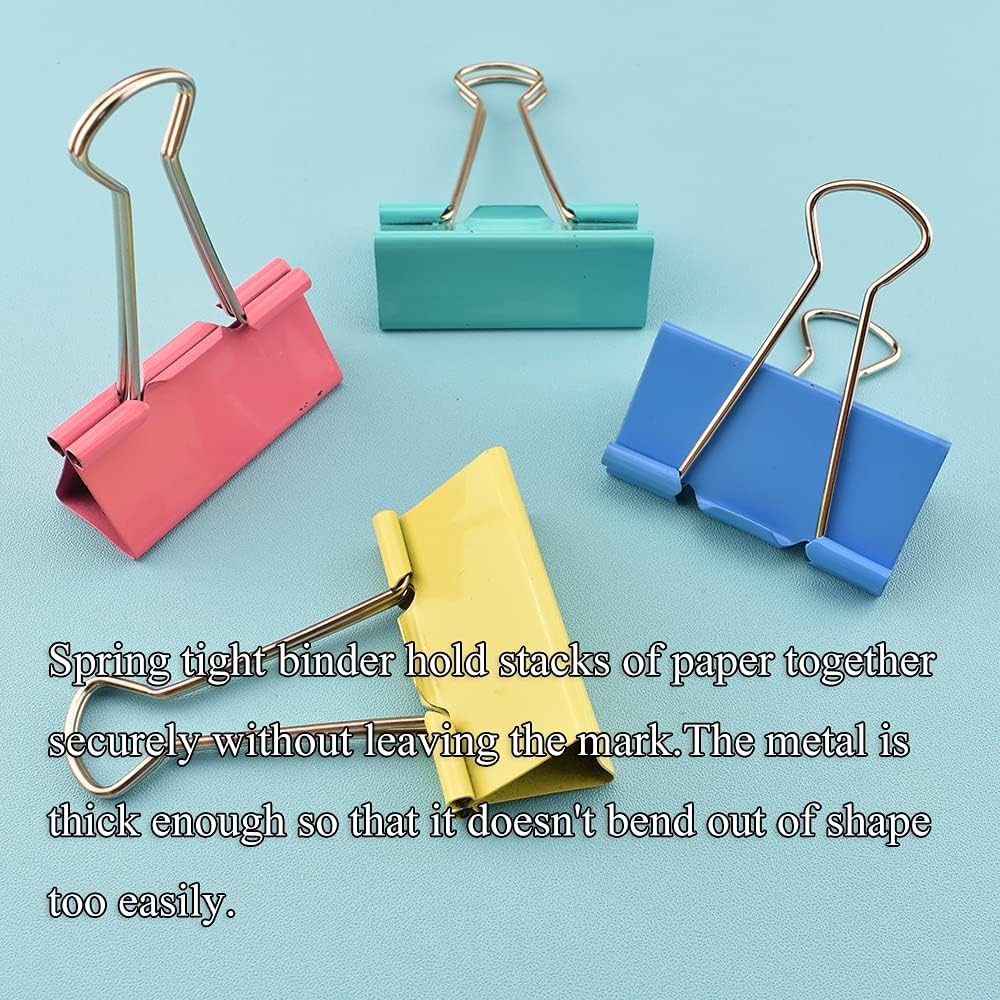 HAHIYO Binder Clips Paper Clamps Spring Steel Sturdy Large 1.97 inches Width 0.59 Inch Capacity No Sharp Edges Heavy Duty Tight Grip Reusable Color Metal Bright Finish for Home Office School 17 Pack