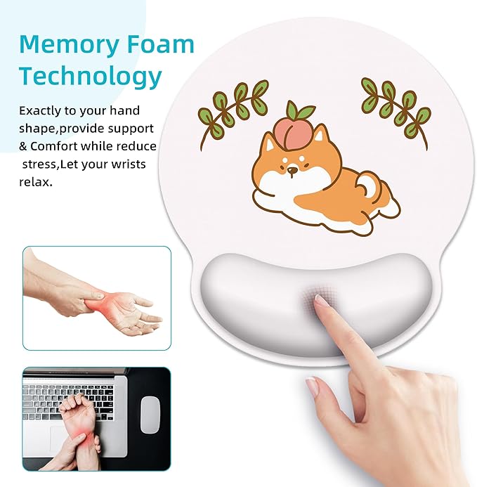 Ergonomic Mouse Pad with Wrist Support,Cute Pink Corgi Mouse Pad with Wrist Rest,Relieve Wrist Pain Mousepad Non-Slip Rubber Base,Cute Mouse Pads for Desk,Computers,Laptop,Office,Home,Accessories