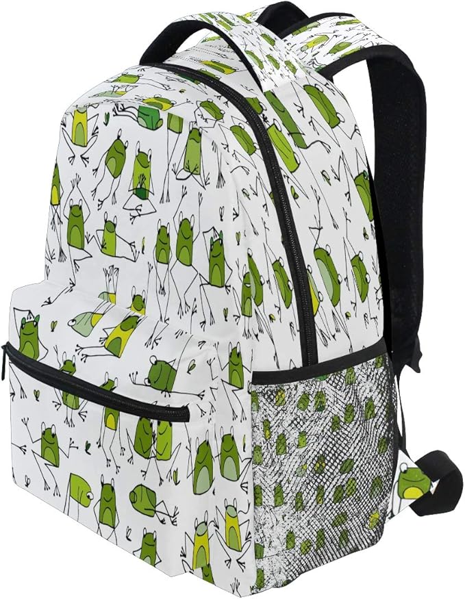 Blueangle Funny Frogs Pattern Print Travel Backpack for School Water Resistant Bookbag