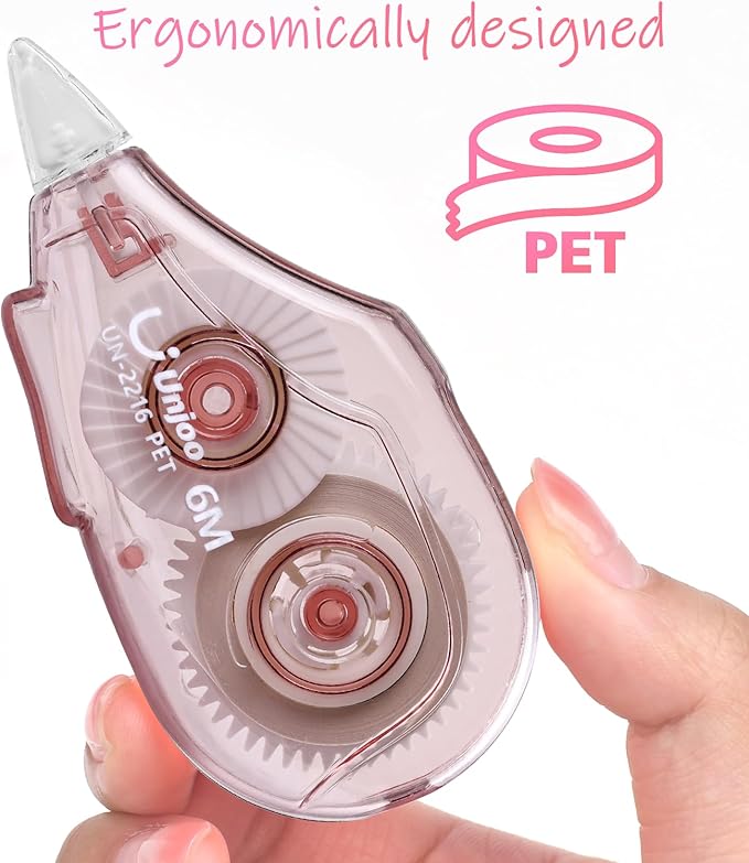 White Correction Tape, Easy To Use Applicator for Instant Corrections Wrong Writing At Any Time, For school, Office (6M/256" x 0.2",4 colors, 12pack)