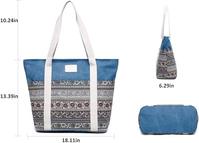 Wxnow Canvas Tote Bag for Women Top Handle Satchel Handbags Shoulder Bag Purse