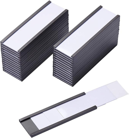 Eeoyu Magnetic Label Holders with Magnets Magnetic Data Card Holders with Clear Plastic Protectors for Metal Shelf, Whiteboard, Set of 30 (1 x 3 Inch)