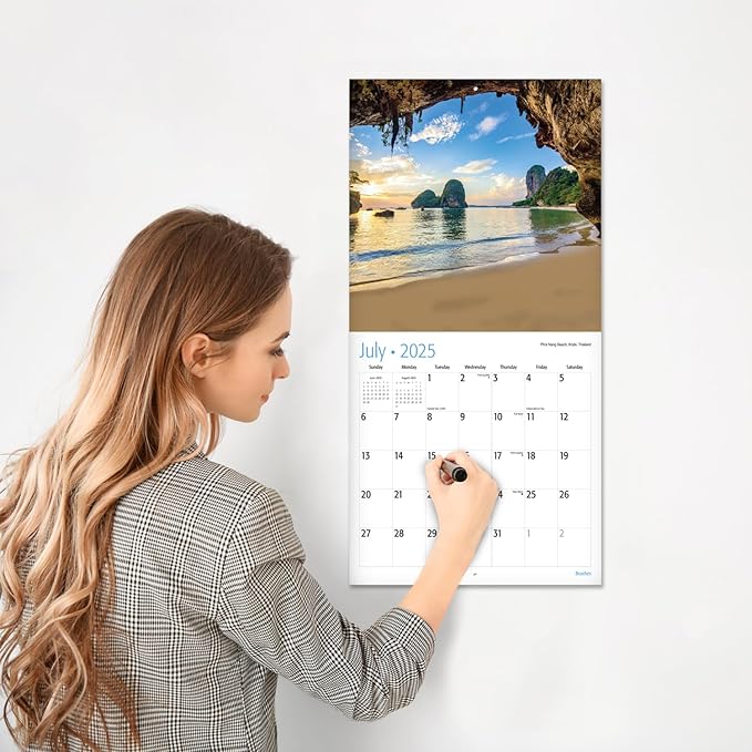 RED EMBER Untamed & Beautiful Beaches 2025 Wall Calendar 12 Month | 12" x 24" Open | Thick & Sturdy Paper | Giftable | Calendar 2025