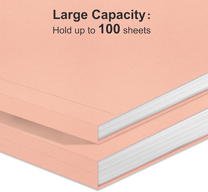 ViVin File Folders, Fits 8.5 x 11 Letter Size Paper, 1/3-Cut Tabs, 120 Pack Manilla Colored File Folders, Perfect for Home, Office, and School Documents File Paper(Pink)