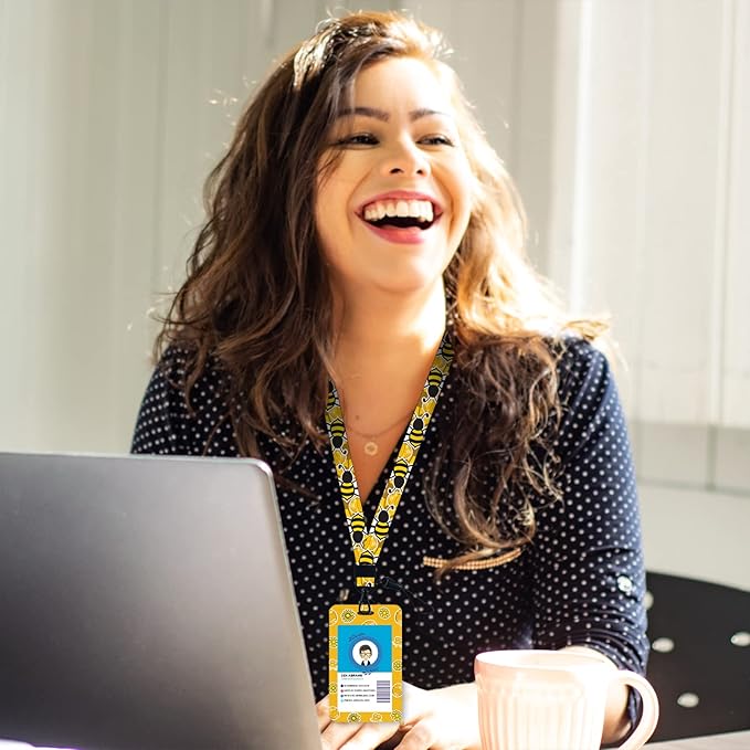 Cute Bee Kind Lanyards for Id Badges, Fashionable Badge Reel Heavy Duty with Carabiner Clip, ID Badge Holder with Lanyard, Nurse Teacher Office Gifts