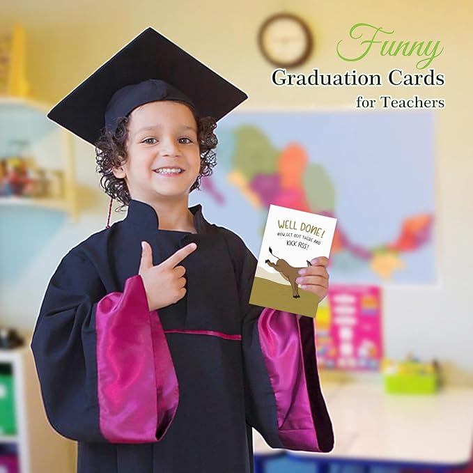 FaCraft Funny Graduation Card for Her Him, Class of 2025 Graduation Greeting Cards with Envelope for Boy Girl Son Daughter, for Graduates High School College 8th Grade (Funny Donkey)