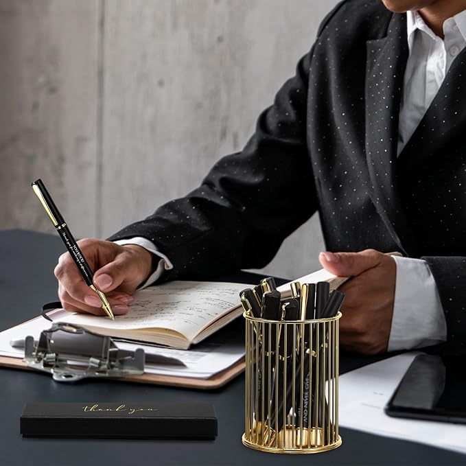 PerKoop 10 Set Thank You Gifts Inspirational Ballpoint Pens with Gift Boxes Bulk Appreciation Party Favors for Employee Coworker Staff Team Friends Office Supplies(Black,Mixed)