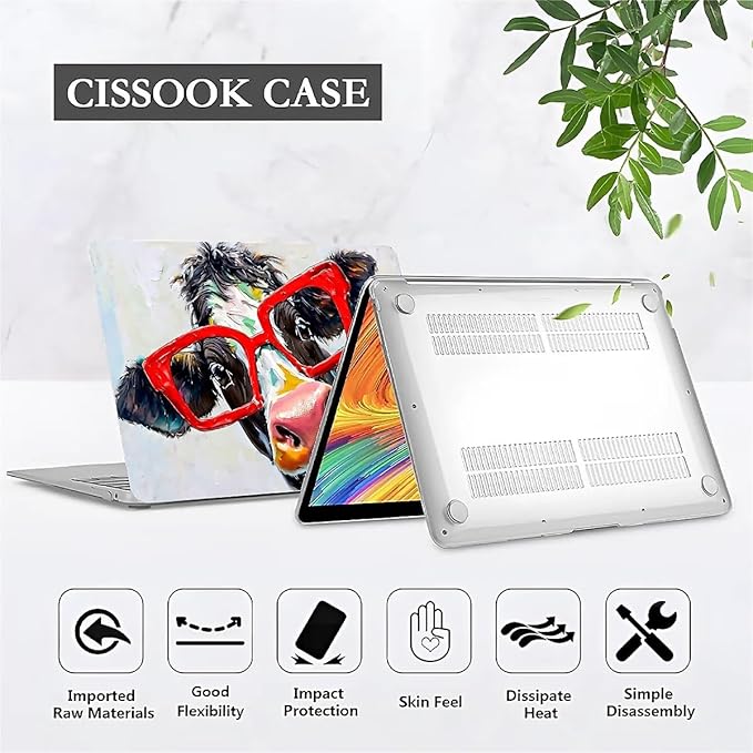 Compatible with MacBook Air 13.3 inch Case 2018-2020 Release A1932 A2179 A2337, Red Cow Hard Plastic Shell Cover Case