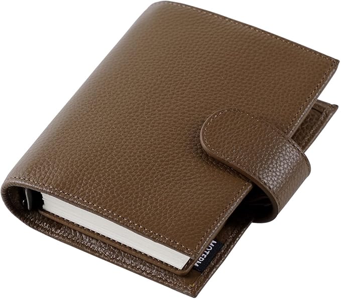 Moterm Pocket Regular Rings Planner - Genuine Leather Binder Organizer (Pebble-Chocolate, 19mm Ring)