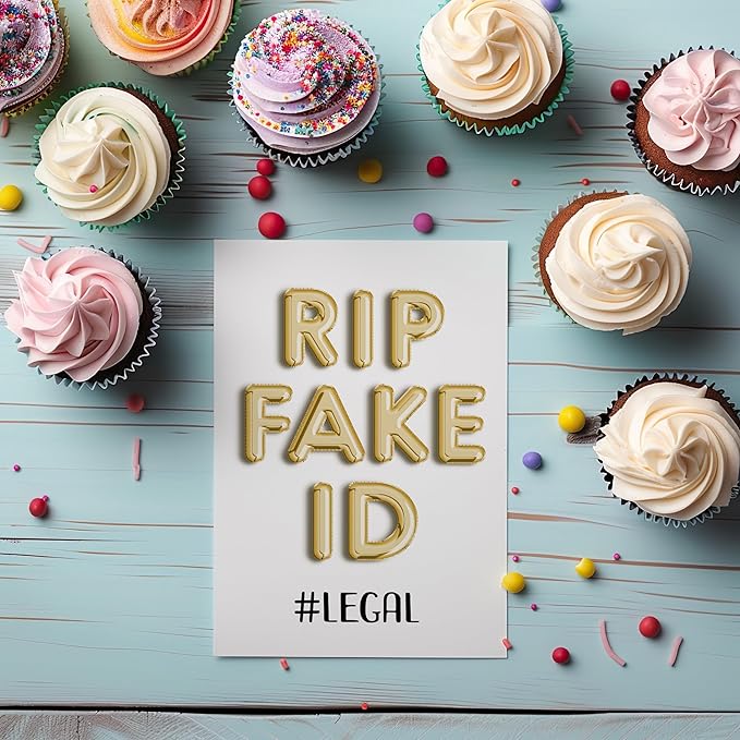 Funny 21st Birthday Card for Him or Her - Happy Birthday Card for 21 Year Old Daughter Son Niece Nephew Sister or Friend - Humorous Twenty One Gift Ideas - RIP Fake ID Card for Best Friend or Coworker