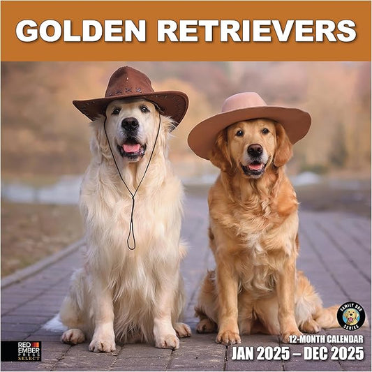RED EMBER Select - Golden Retrievers 2025 Wall Calendar 12 Month | 12" x 24" Open | Thick & Sturdy Paper | Giftable | Calendar 2025