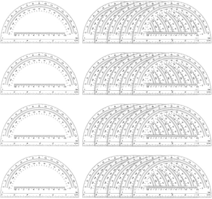 Zonon 24 Pieces Plastic Protractors Bulk Classroom Clear Math Protractors 180 Degrees 6 Inch Protractors for Geometry Student, Angle Measurement, Students Back to School Supplies Office Supplies