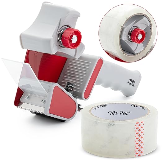 Mr. Pen- Packing Tape Dispenser Gun 2-Inch, 4 Pack with 4 Rolls Tape, Heavy Duty Packing Tape with Dispenser, Packaging Tape, Tape Gun, Clear Packing Tape, Tape Gun for Packing Boxes, Moving Tape