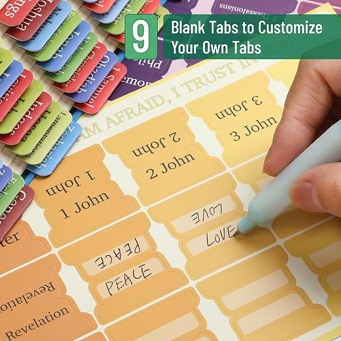 Mr. Pen- Bible Tabs, 75 Tabs, Rainbow Theme, Laminated Bible Tabs for Women and Men, Bible Tabs for Study Bible, Bible Index Tabs, Bible Book Tabs, Bible Labels Tabs, Mr Pen Bible Tabs