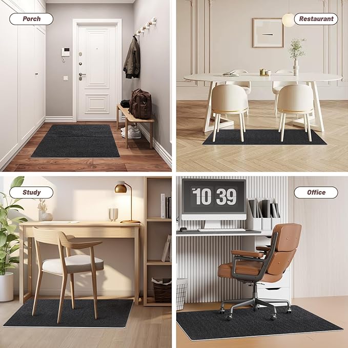 Office Chair Mat - for Hardwood Floors, Large Non-Slip Easy-Clean Floor Protection Blanket (Black, “48 x 36in”).