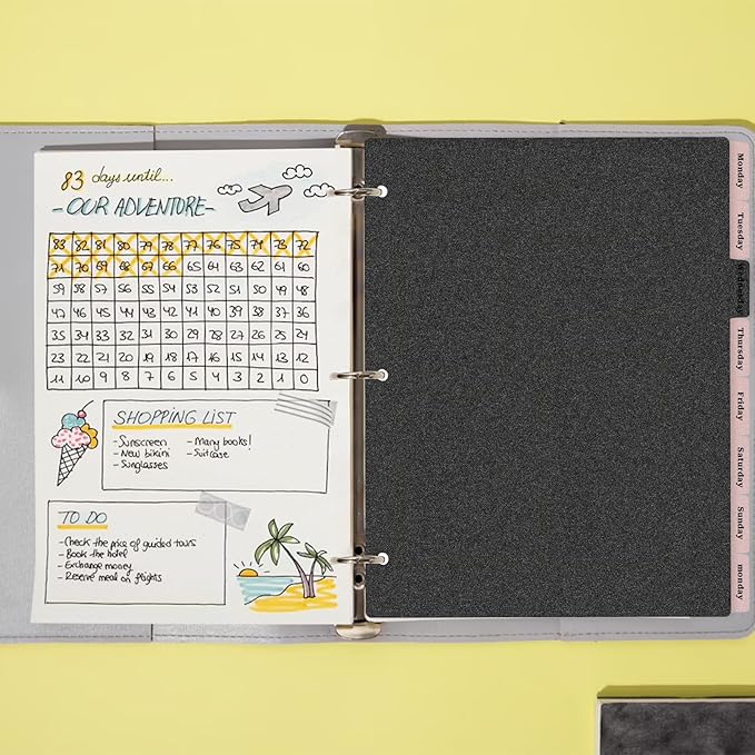 Black Binder Dividers, 8-Tab Sturdy Plastic Dividers, Binder Dividers with Tabs, Black 3-Ring Binder Plastic Divider Set, Aesthetic Dividers for Binder, Suitable for Notebooks and Binders(Black)