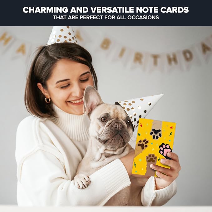 Decorably 24 Pack 4x6in Blank Dog Cards with Envelopes and Stickers, 12 Adorable Designs Dog Note Cards with Envelopes, Blank Inside - Kid's Party, Birthday