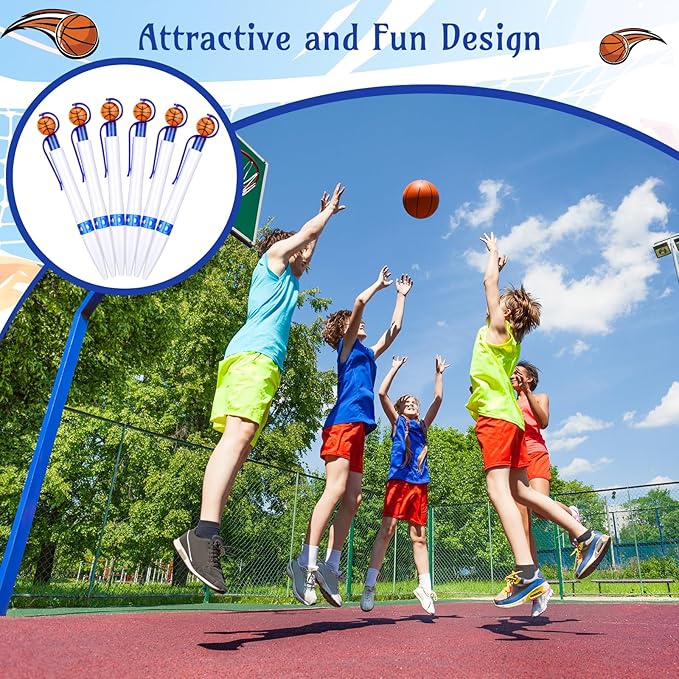 Zhanmai 24 Pcs Novelty Basketball Pens Sports Ballpoint Pens Basketball Party Favors Desk Cool Writing Tool for Students Supplies Stationery School Office Decor(Blue, White,Basketball)