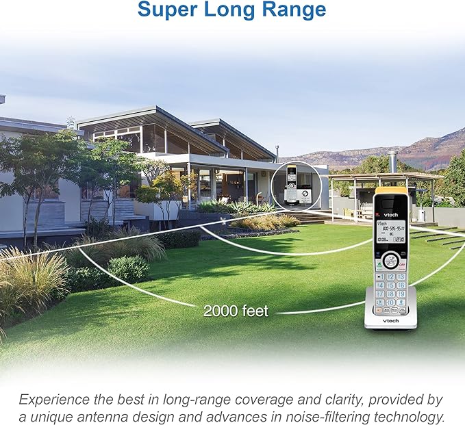 VTech IS8121-3 Super Long Range up to 2300 Feet DECT 6.0 Bluetooth 3 Handset Cordless Phone for Home with Answering Machine, Call Blocking, Connect to Cell, Intercom and Expandable to 5 Handsets