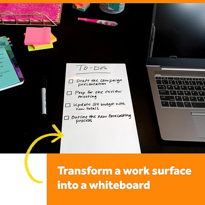 Post-it Dry Erase Sheets, 7 in x 11.3 in, Sticks Securely and Removes Cleanly