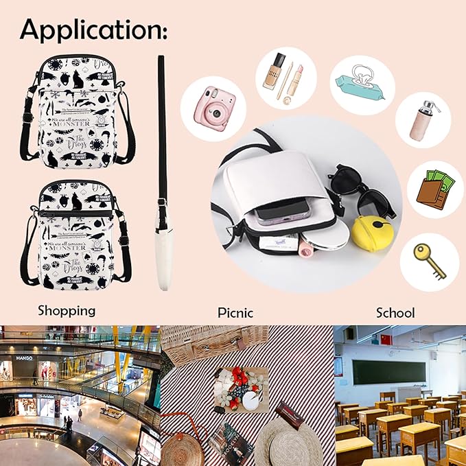 MNIGIU Six of Crows Merchandise Six of Crows Book Sleeve Grishaverse Gift Ketterdam Merch Six of Crows Bookish Gift (MonsterCrossbody)