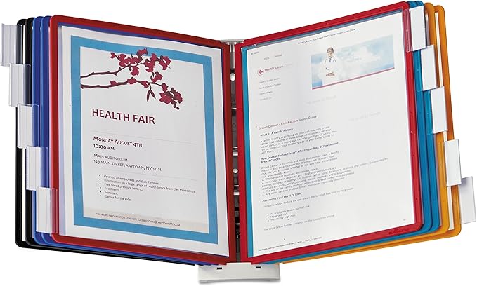 DURABLE Wall Mounted Reference System, 10 Double-Sided Panels, Letter-Size, Assorted Colors, SHERPA Design (554100)