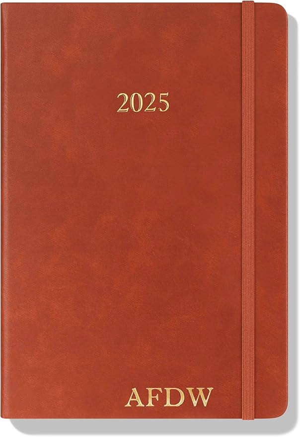 Wykeham's Executive 2025 Daily Journal Planner – Customization Available (Personalized Brown, 8.5"×5.5")