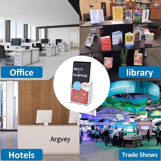 Acrylic Brochure Holder, 10 Pack Plastic Trifold 4 Inches Wide Pamphlet Holder Wall Mount/Countertop Organizer for Display Flyer, Booklet, Document, Literature