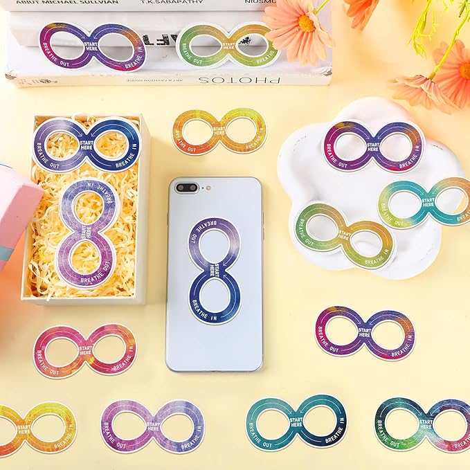 80 Pcs Anxiety Sensory Stickers with Inspirational Quotes Calm Textured Strips Relief Mental Health Stickers School Office Adhesive Sensory Tape Anti Stress Toys for Adults Teens (Elegant)