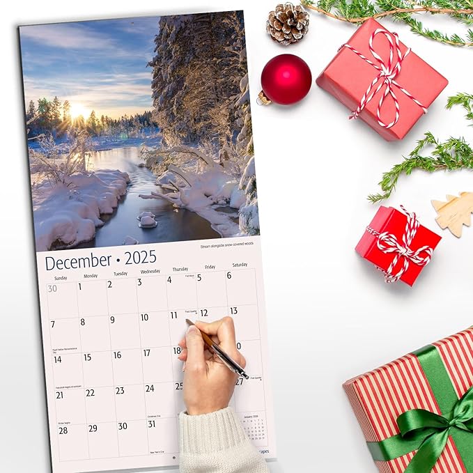 RED EMBER Snowy Landscapes 2025 Wall Calendar 12 Month | 12" x 24" Open | Thick & Sturdy Paper | Giftable | Calendar 2025