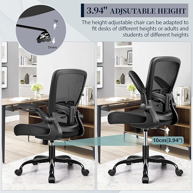 FelixKing Office Chair, Ergonomic Desk Chair with Adjustable Height and Lumbar Support Swivel Lumbar Support Desk Computer Chair with Flip up Armrests for Conference Room (Black)